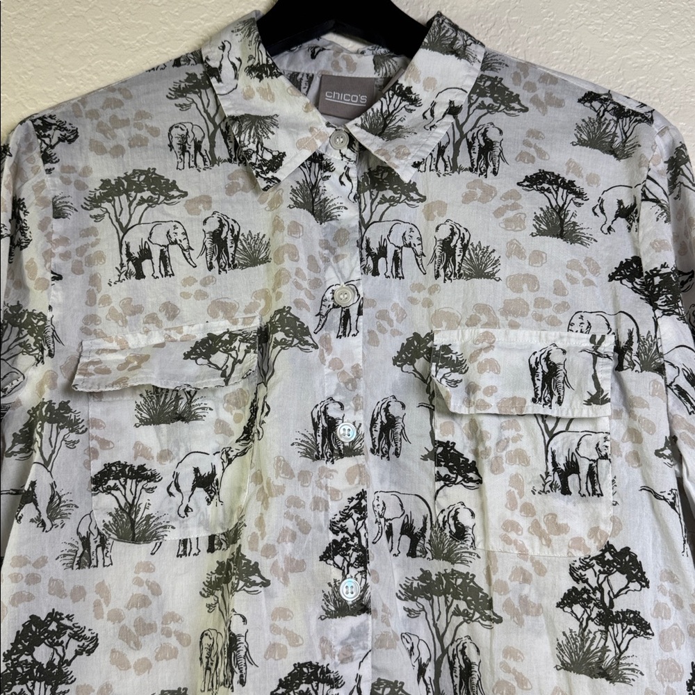 CHICO’S Women’s Safari Print Button-Up Shirt